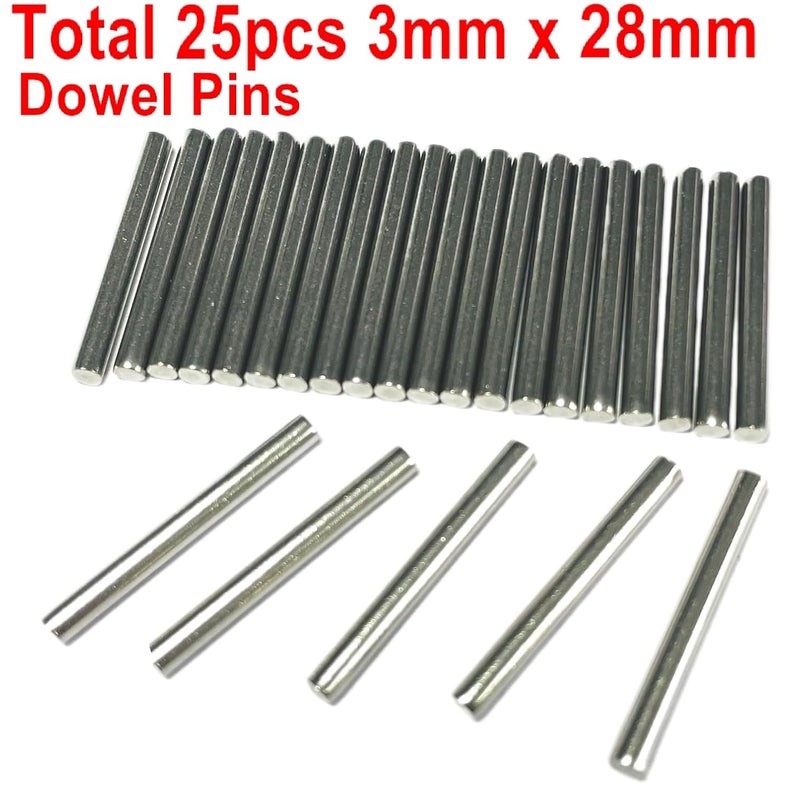 ZDingTech 50pcs 3mm x 28mm Dowel Pins,3mm Metal Dowel pins M3 3mm Shelf Pegs,Support Shelves,3mm x 28mm Metal Rod.304 Stainless Steel Wood Bunk Bed pegs - Image 2